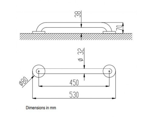 Поручень Nofer 15054.45.S Матовая нержавеющая сталь