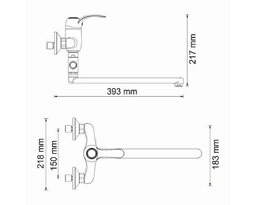 Смеситель для ванны WasserKRAFT 1302L с длинным изливом