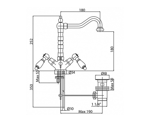 Смеситель на раковину Cezares DIAMOND-LS2-03/24-Sw