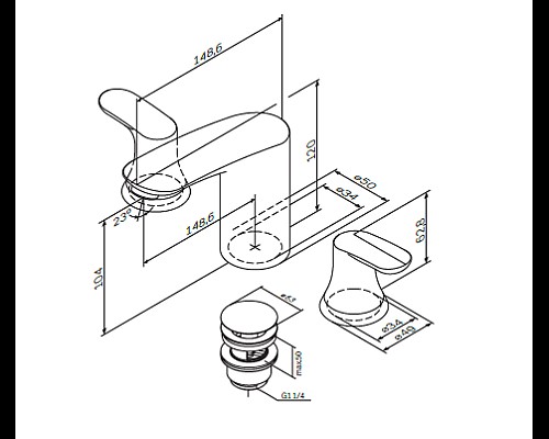 Смеситель для раковины AM.PM Like F8008000 120 мм