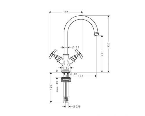 Смеситель для раковины Hansgrohe AXOR бронза