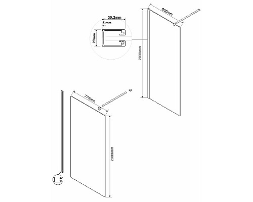 Душевая перегородка Vincea Walk-In 80 VSW-1H800CLG Золото