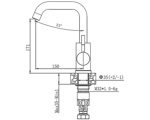 Смеситель для кухни Haiba HB72304-4 Нержавеющая сталь