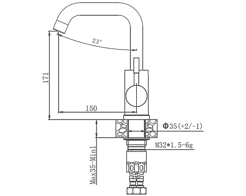 Смеситель для кухни Haiba HB72304-4 Нержавеющая сталь