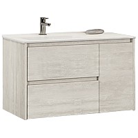 Тумба с раковиной Comforty Бремен 90 00004142375 подвесная Дуб белый