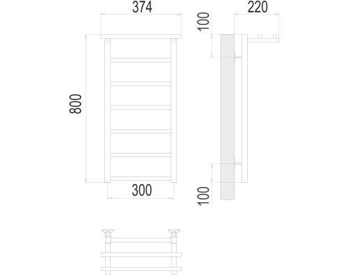 Полотенцесушитель Terminus Стандарт Контур с/п П7 300х800