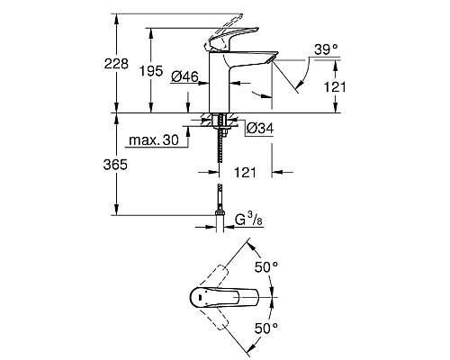 Смеситель для раковины Grohe Eurosmart 23324003 Хром