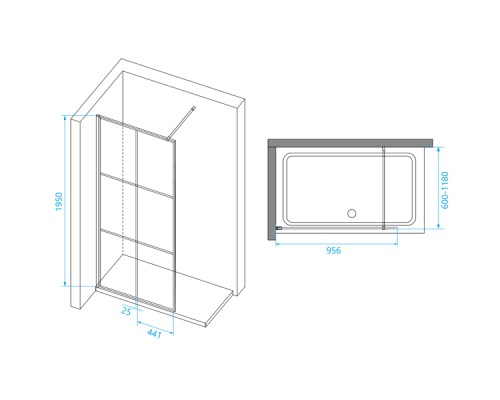 Душевая перегородка RGW Walk In WA-111B 100 411011110-84 профиль Черный стекло прозрачное