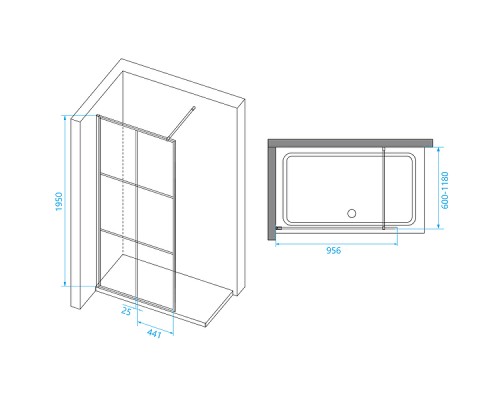 Душевая перегородка RGW Walk In WA-111B 100 411011110-84 профиль Черный стекло прозрачное