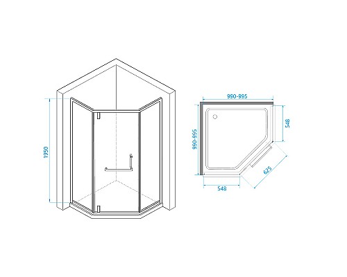 Душевой уголок RGW Hotel HO-084W 100х100 350608400-15 профиль Белый стекло прозрачное