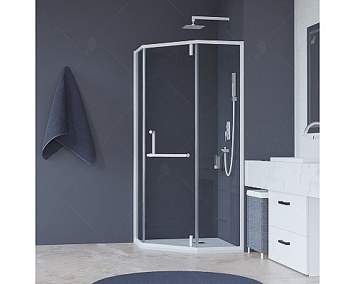 Душевой уголок RGW Hotel HO-084W 100х100 350608400-15 профиль Белый стекло прозрачное