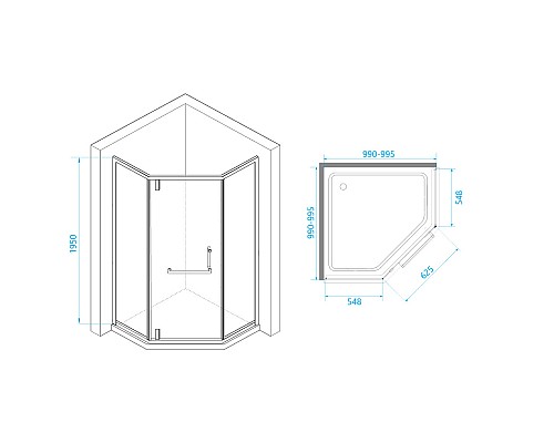 Душевой уголок RGW Hotel HO-084W 100х100 350608400-15 профиль Белый стекло прозрачное