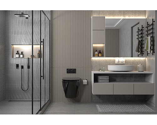 Унитаз ABBER Bequem AC1102MB подвесной черный матовый, безободковый