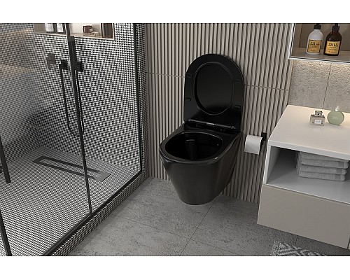 Унитаз ABBER Bequem AC1102MB подвесной черный матовый, безободковый