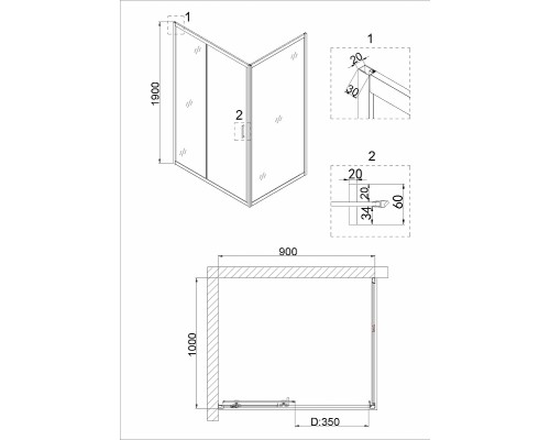 Душевой уголок Niagara Nova 90х100 NG-62-9A-A100 профиль Хром стекло прозрачное