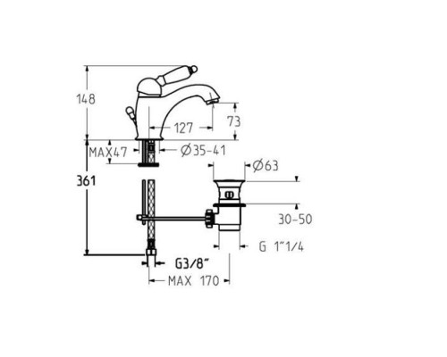 Смеситель для раковины Gattoni Orta 2746/27V0 OLD Бронза