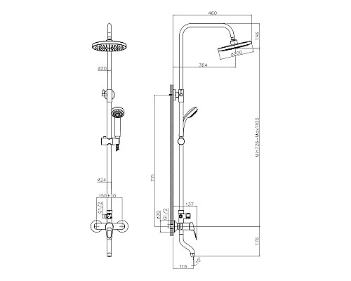 Душевая система Decoroom DR21071 Хром