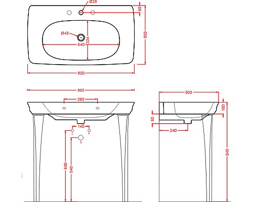 Раковина Artceram Civitas 90 CIL002 34 00 Серая