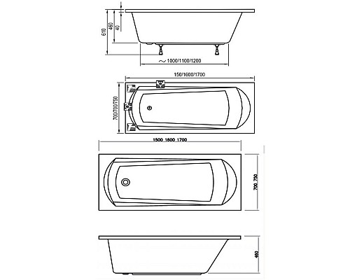 Акриловая ванна Ravak Domino 160x70 C621000000