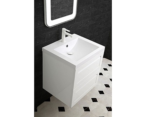 Тумба под раковину Art&Max AM-Platino-580-2C-SO-BL подвесная Белый глянец