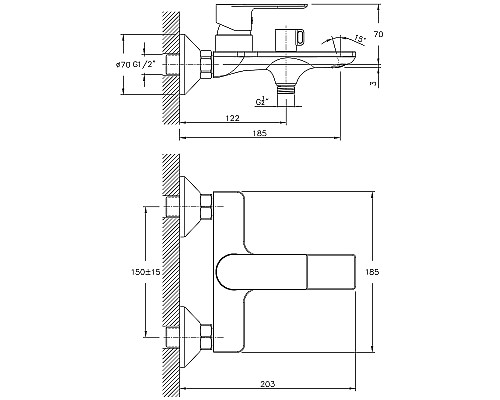 Смеситель для ванны Haiba HB60505 Хром