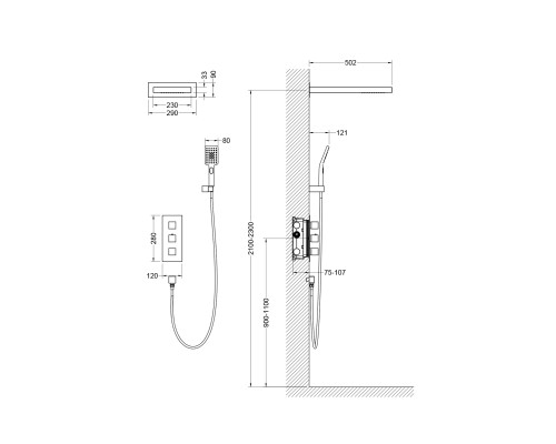 Душевая система встроенная с термостатом Timo Petruma SX-5039/00SM хром