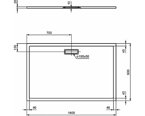 Акриловый поддон для душа Ideal Standard Ultraflat New 140х90 T448401 Белый