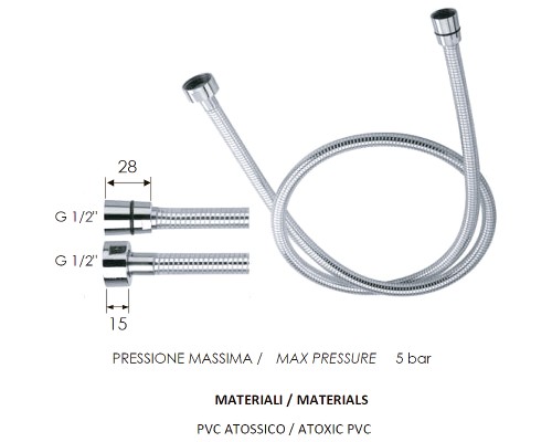 Душевой шланг Remer 332CNBC150 Хром
