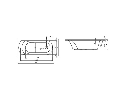 Акриловая ванна WellWant Aurora 150x70 WWVM1112W Акриловая ванна WellWant Aurora 150x70 WWVM1112W