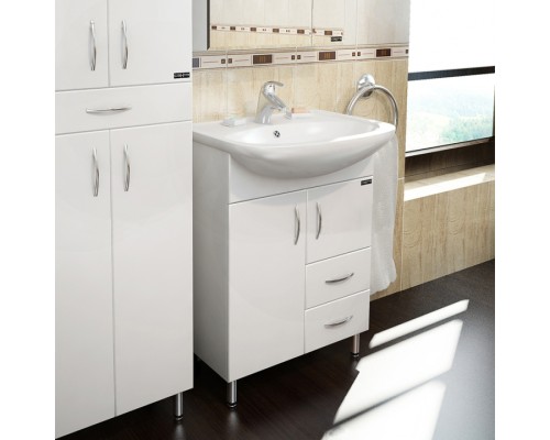 Тумба под раковину СанТа Сити 60 2 ящика Белая