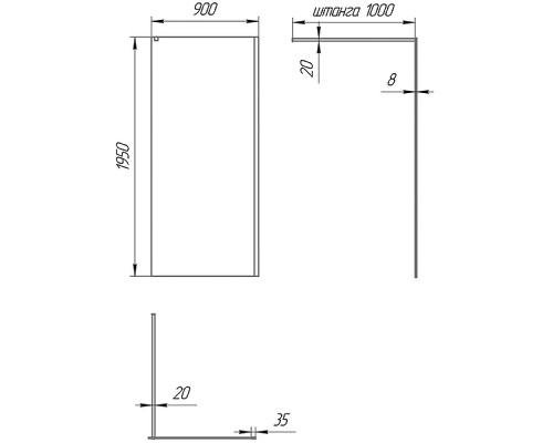 Душевая перегородка Paini 90 Walk-In 90C профиль Черный матовый стекло прозрачное