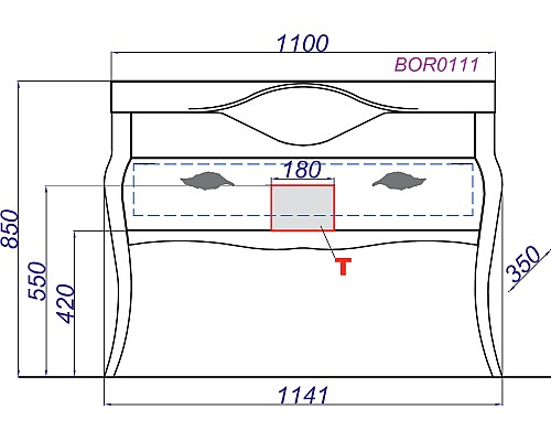 Тумба под раковину Clarberg Borgia 115 BOR0111BG Слоновая кость Патина золото