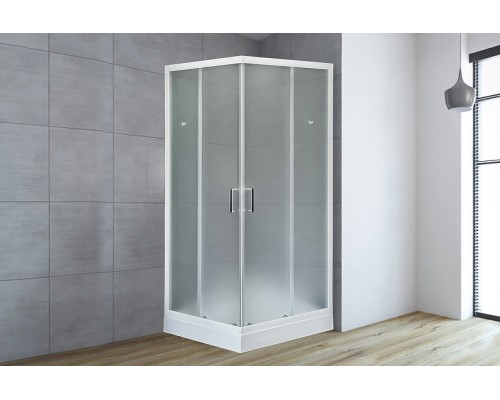 Душевой уголок Royal Bath HP 80х80 RB80HP-C с поддоном профиль Белый стекло матовое