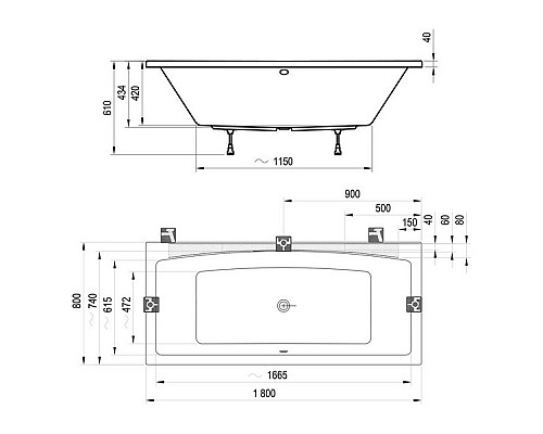 Акриловая ванна Ravak FORMY C891000000 180x80 белая