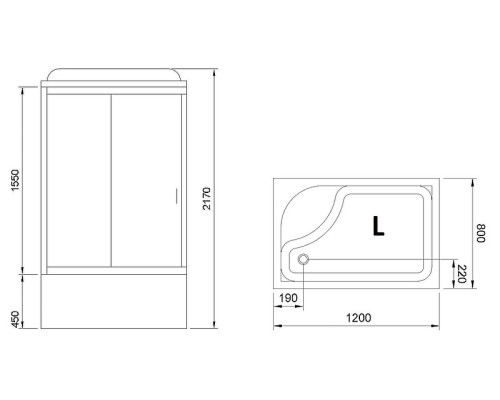 Душевая кабина Royal Bath 120x80 RB8120BP5-WC-L без гидромассажа
