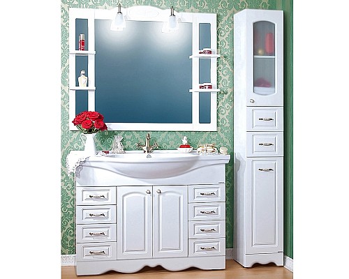 Зеркало Бриклаер Анна 120 4627125411359 с подсветкой Белое глянцевое