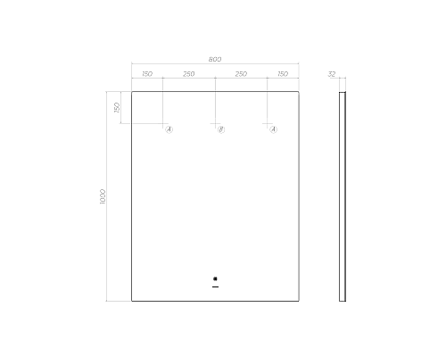 Зеркало Vigo Quadro Classic 80 z.QUA.80.Classic с подсветкой с сенсорным выключателем