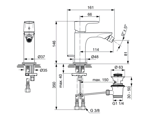 Смеситель для биде Ideal Standard Connect Air A7030AA Хром