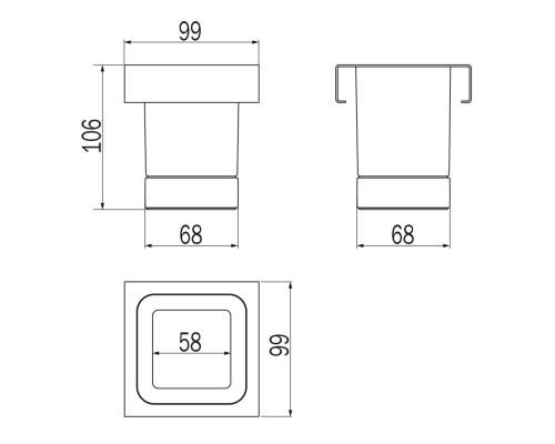 Модуль стакана для зубных щеток Inda Indissima Barra A8810MNE21 Черный матовый