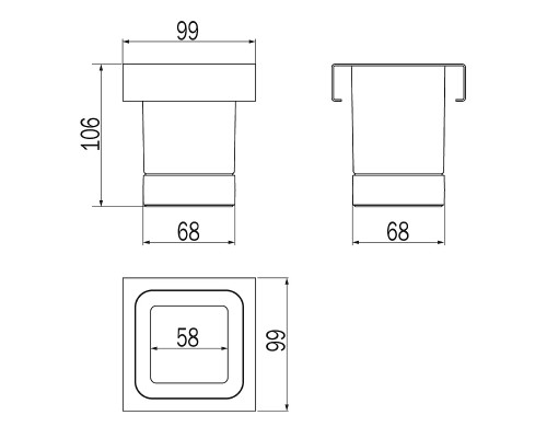Модуль стакана для зубных щеток Inda Indissima Barra A8810MNE21 Черный матовый