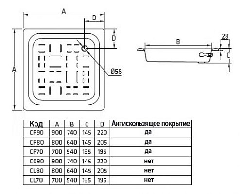 Стальной поддон для душа BLB 70х70 CF7 Белый