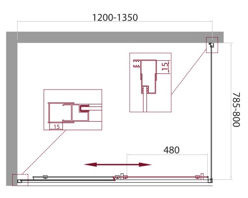 Душевой уголок BelBagno UNIQUE-AH-1-120/135-80-C-Cr