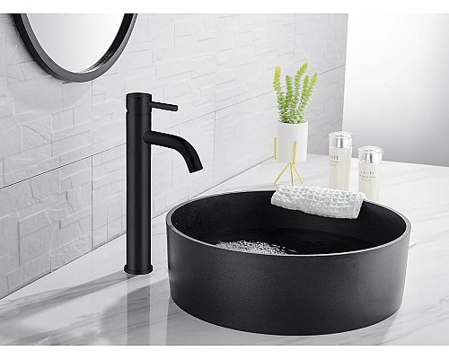 Смеситель ABBER Wasser Kreis AF8111B для накладной раковины, черный матовый