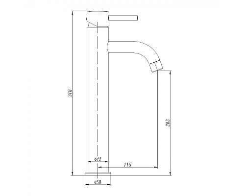 Смеситель ABBER Wasser Kreis AF8111B для накладной раковины, черный матовый
