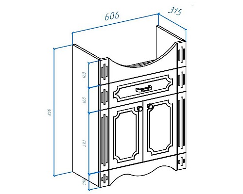 Тумба под раковину Bellezza Кантри 65 4639910690016 Белая