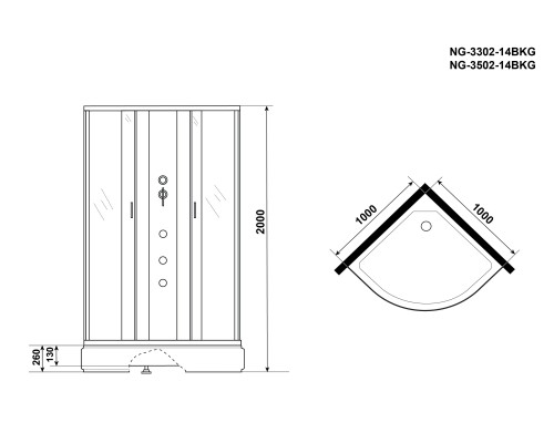 Душевая кабина Niagara Classic 100x100 NG-3302-14BKG с гидромассажем