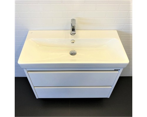 Тумба с раковиной Comforty Дублин 90 00-00005213 подвесная Белая глянцевая