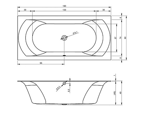 Прямоугольная ванна Riho Linares 190x90 BT4800500000000