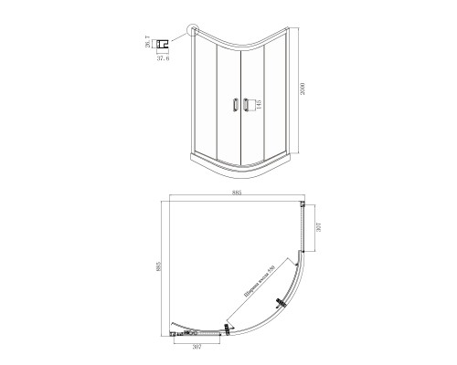 Душевой уголок Ambassador Royal 90x90 18015106 профиль Хром стекло белое с рисунком