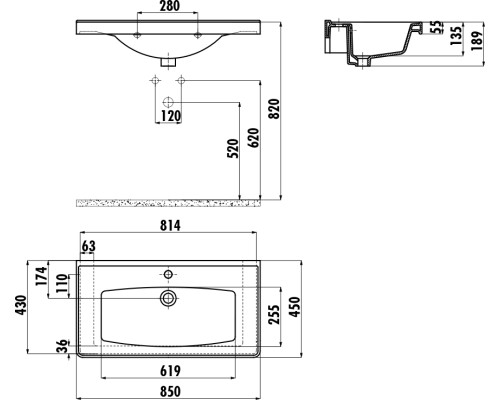 Раковина Creavit Sera 85 TF185-00CB00E-0000 Белая